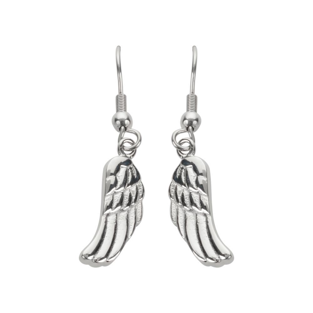 Angel Wing Earrings French Wire Stainless Steel Motorcycle Biker Jewelry