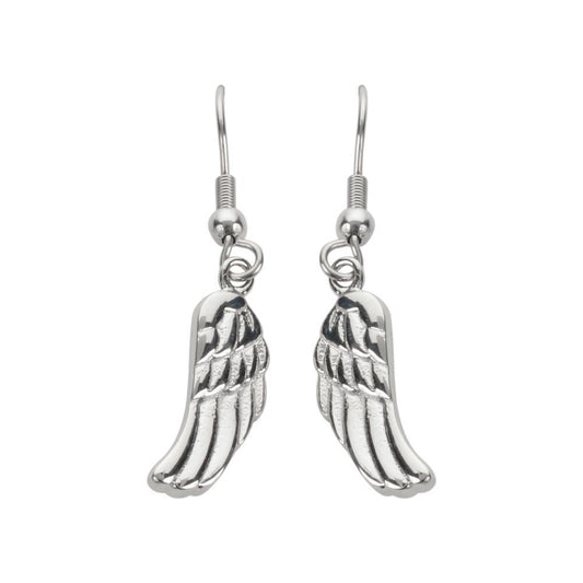 Angel Wing Earrings French Wire Stainless Steel Motorcycle Biker Jewelry
