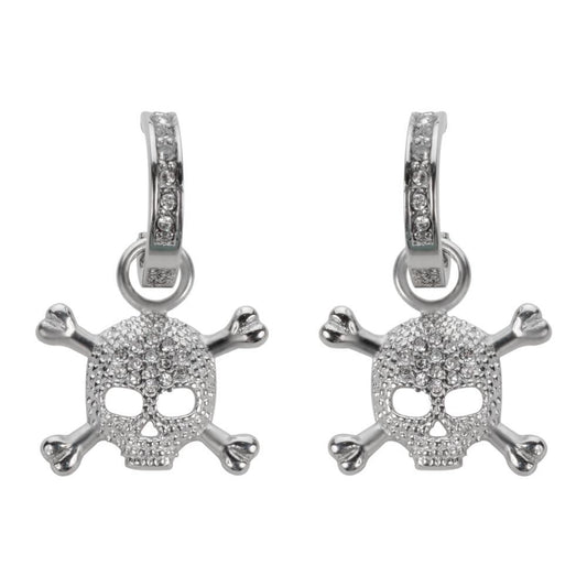 Bling Earrings Silver Tone Imitation Diamonds Stainless Steel Motorcycle Biker Jewelry