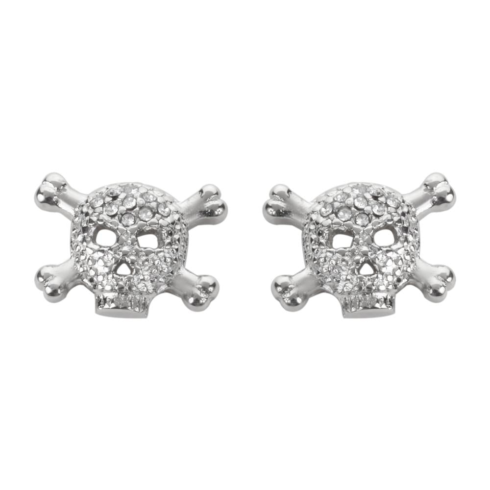 Bling Stone Earrings Silver Tone Imitation Diamonds Post &amp; Nut Stainless Steel Motorcycle Biker Jewelry