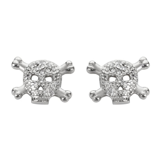 Bling Stone Earrings Silver Tone Imitation Diamonds Post & Nut Stainless Steel Motorcycle Biker Jewelry