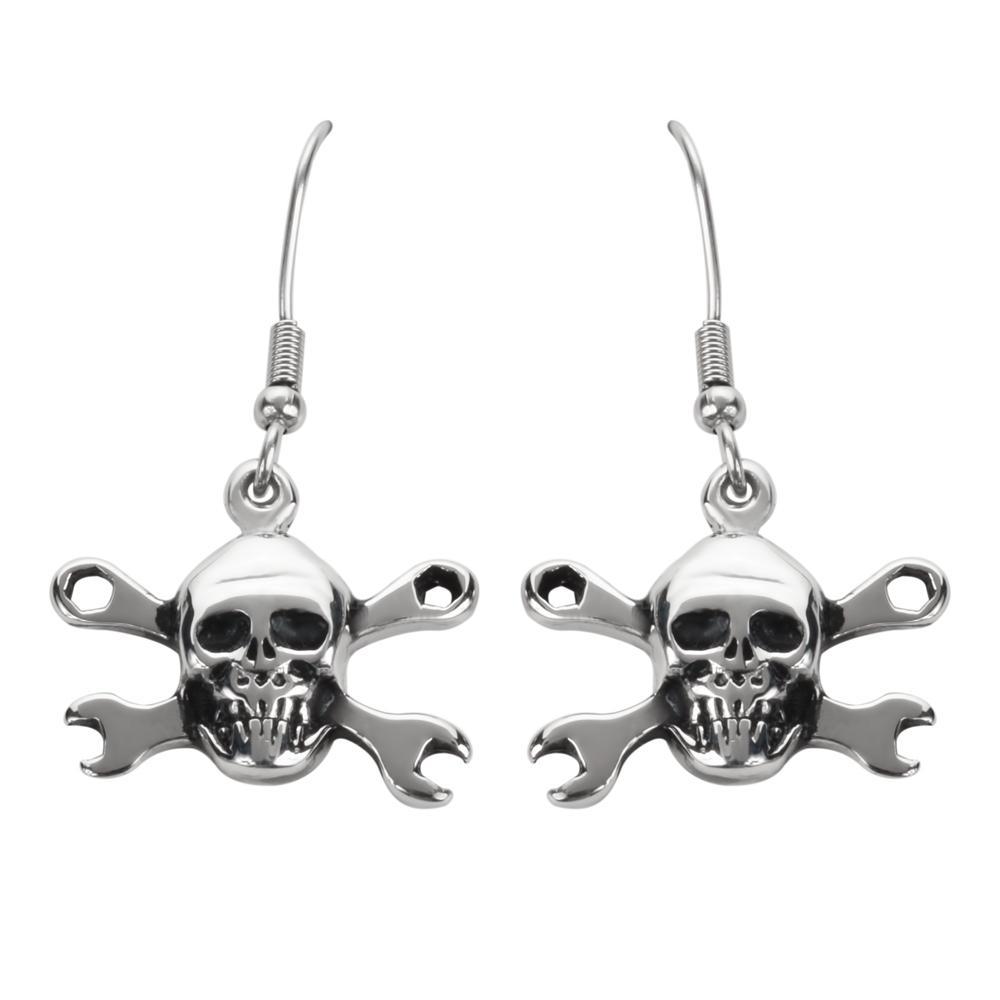 Wrenches French Wire Earrings Stainless Steel Motorcycle Biker Jewelry
