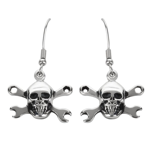 Wrenches French Wire Earrings Stainless Steel Motorcycle Biker Jewelry