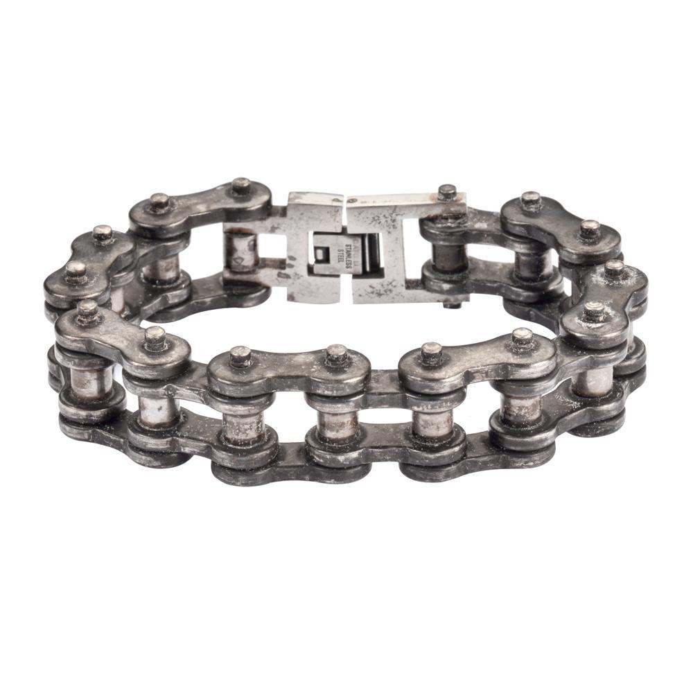 Distressed Antique Finish 3/4" Wide THICK LINK Men's Stainless Steel Motorcycle Chain Bracelet