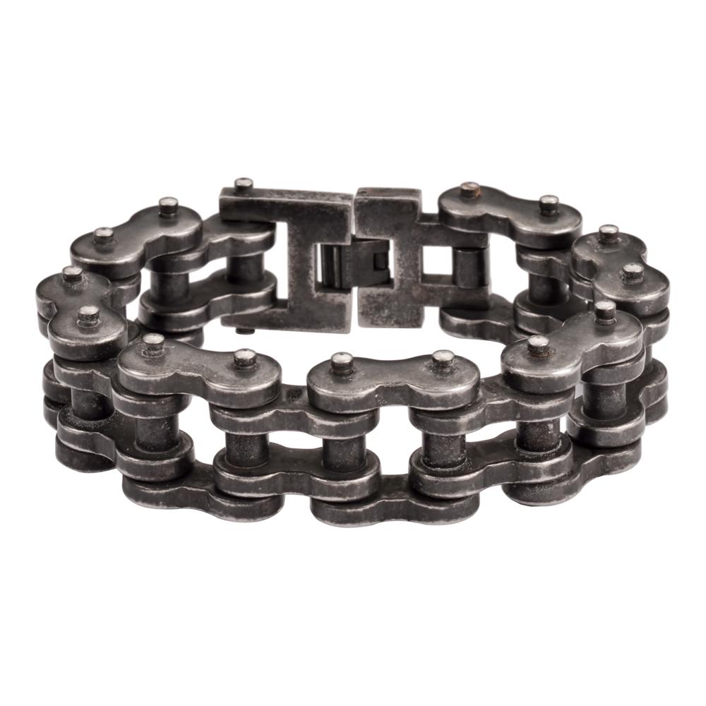 Distressed Antique Finish 1" Wide THICK LINK Men's Stainless Steel Motorcycle Chain Bracelet