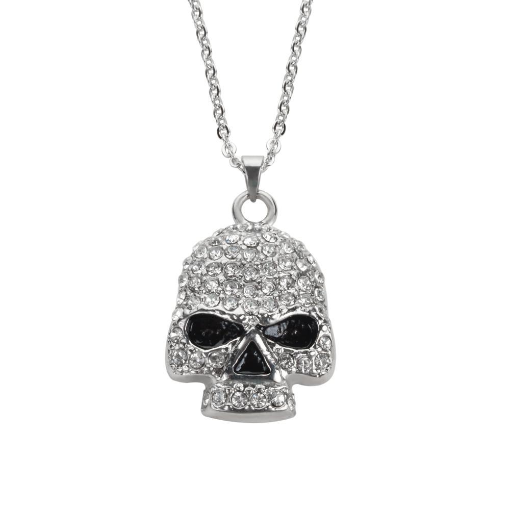 Women's Bling Pendant with Necklace 19" Stainless Steel Motorcycle Jewelry