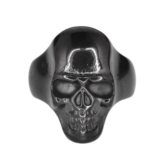 Gents Glossy Black Ring Stainless Steel Motorcycle Biker Jewelry