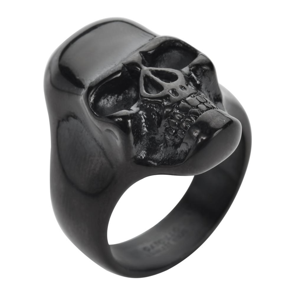 Gents Glossy Black Ring Stainless Steel Motorcycle Biker Jewelry