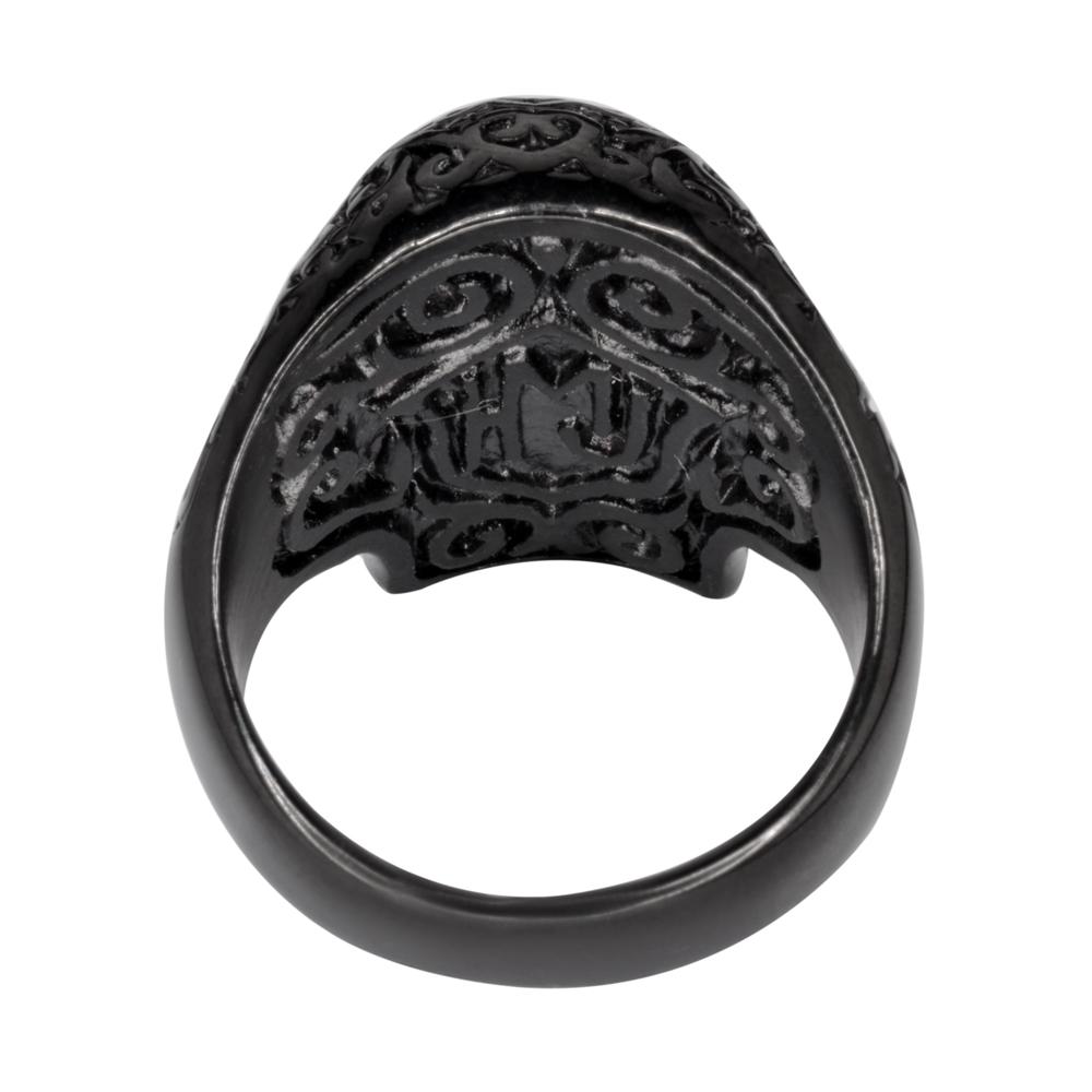 Women's Blue Eyed Tribal Tattoo Ring Black Edition Stainless Steel