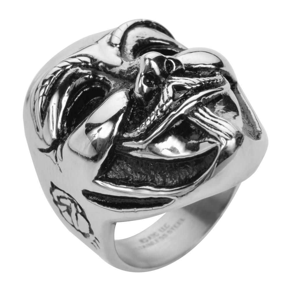 Unisex Guy Fawkes Ring Silver Edition Stainless Steel Motorcycle Jewelry