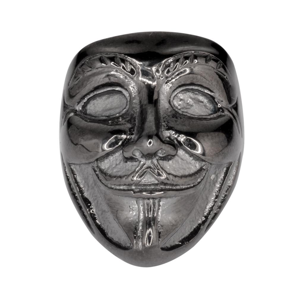 Unisex Guy Fawkes Ring Black Edition Stainless Steel Motorcycle Jewelry