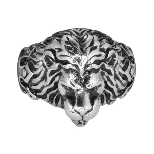 Gents' Lion King Ring Stainless Steel Motorcycle Jewelry