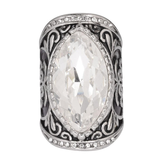 Women's Big Crystal Fancy Design Ring Stainless Steel Motorcycle Jewelry