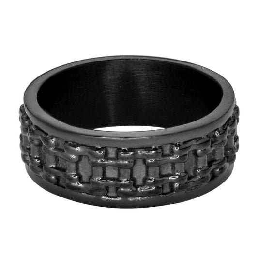 Gents' Bike Chain Ring Black Edition Stainless Steel Motorcycle Jewelry