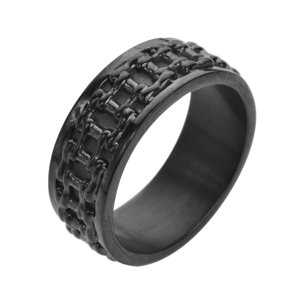 Gents' Bike Chain Ring Black Edition Stainless Steel Motorcycle Jewelry