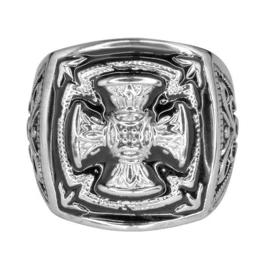 Gents' Florenzada Cross Ring Stainless Steel Motorcycle Jewelry