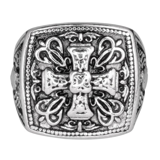Gents' Greek Cross Ring Stainless Steel Motorcycle Jewelry