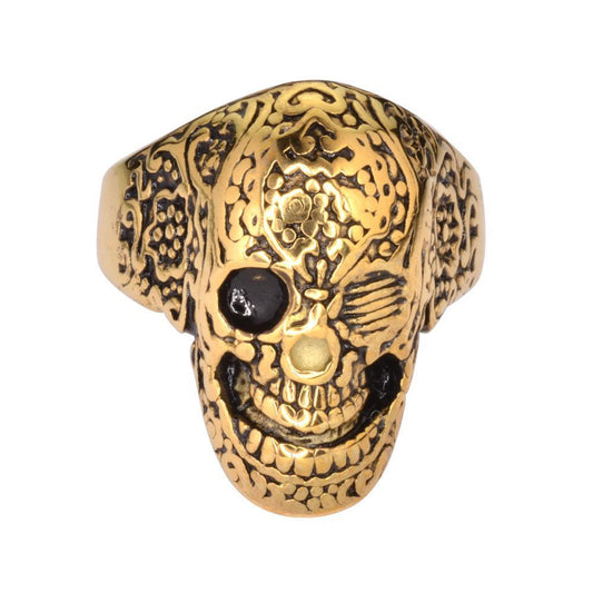 Gents Tattoo's Gone Wild Ring Gold Plate Edition Stainless Steel Motorcycle Biker Jewelry