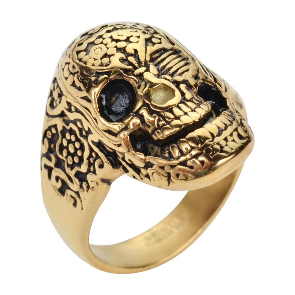 Gents Tattoo's Gone Wild Ring Gold Plate Edition Stainless Steel Motorcycle Biker Jewelry
