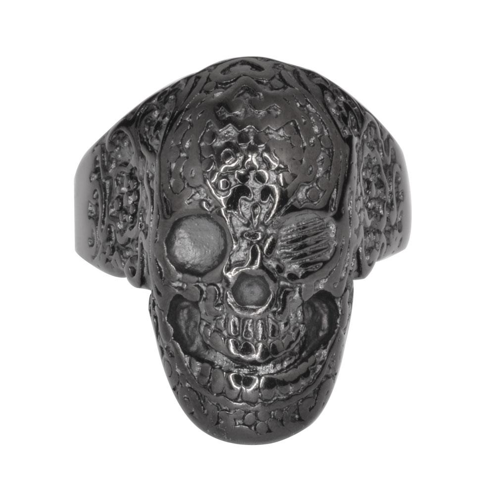 Gents Tattoo's Gone Wild Ring Black Edition Stainless Steel Motorcycle Biker Jewelry