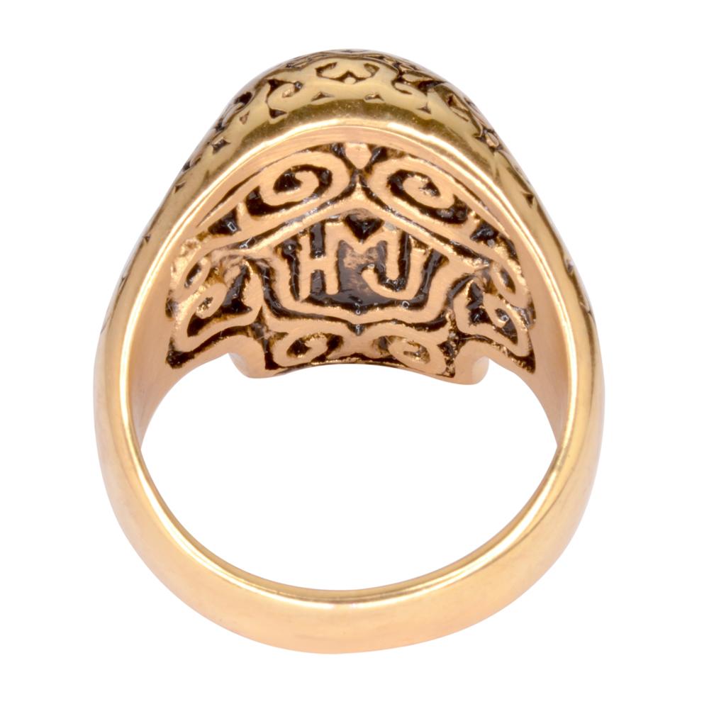 Women's Blue Eyed Tribal Tattoo Ring Gold Edition Stainless Steel Motorcycle Jewelry