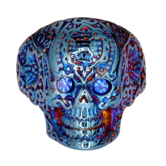 Women's Blue Imitation Eyes Ring Blue Edition Stainless Steel Motorcycle Jewelry