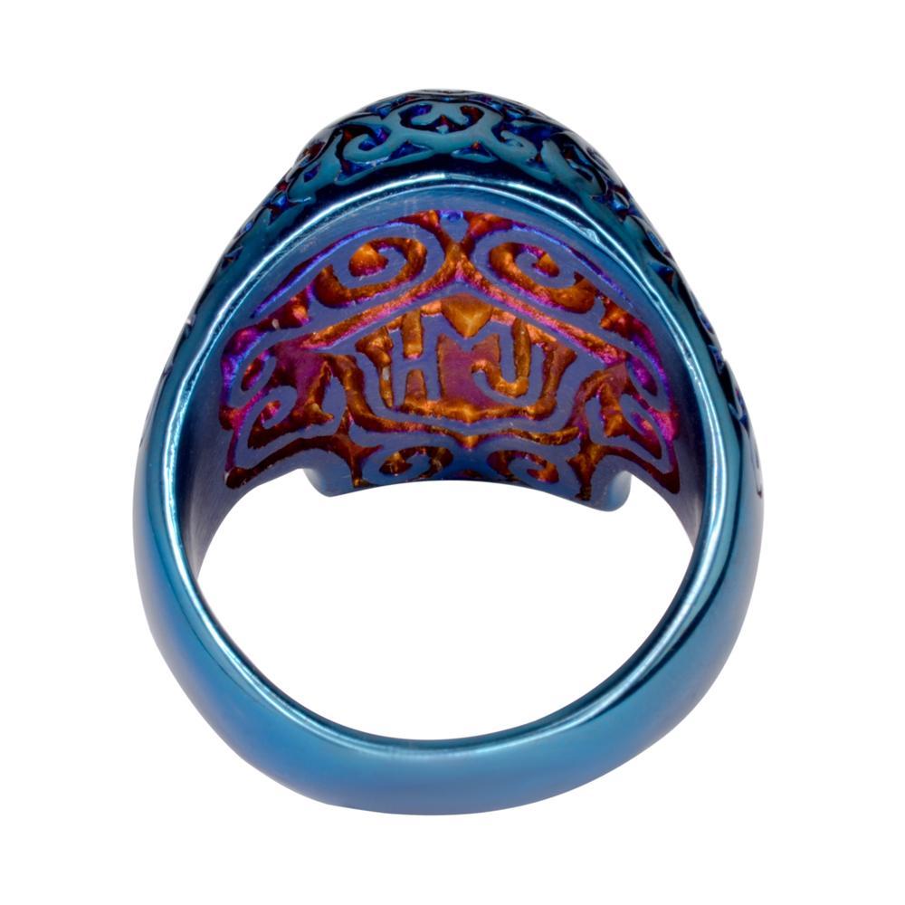 Women's Blue Imitation Eyes Ring Blue Edition Stainless Steel Motorcycle Jewelry