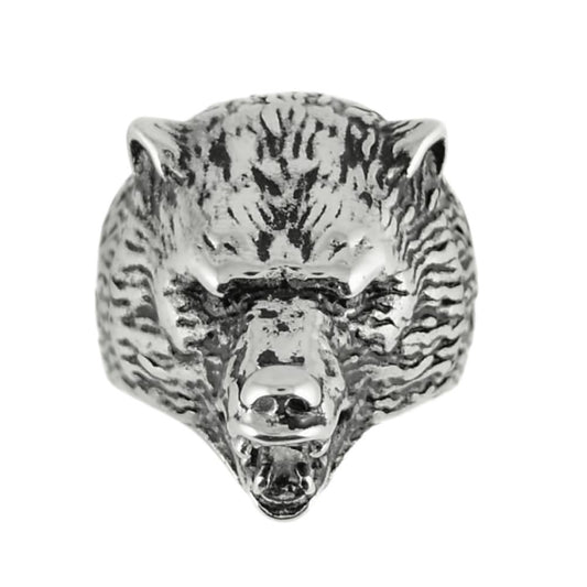 Gents' Grizzly Bear Ring Stainless Steel Motorcycle Jewelry