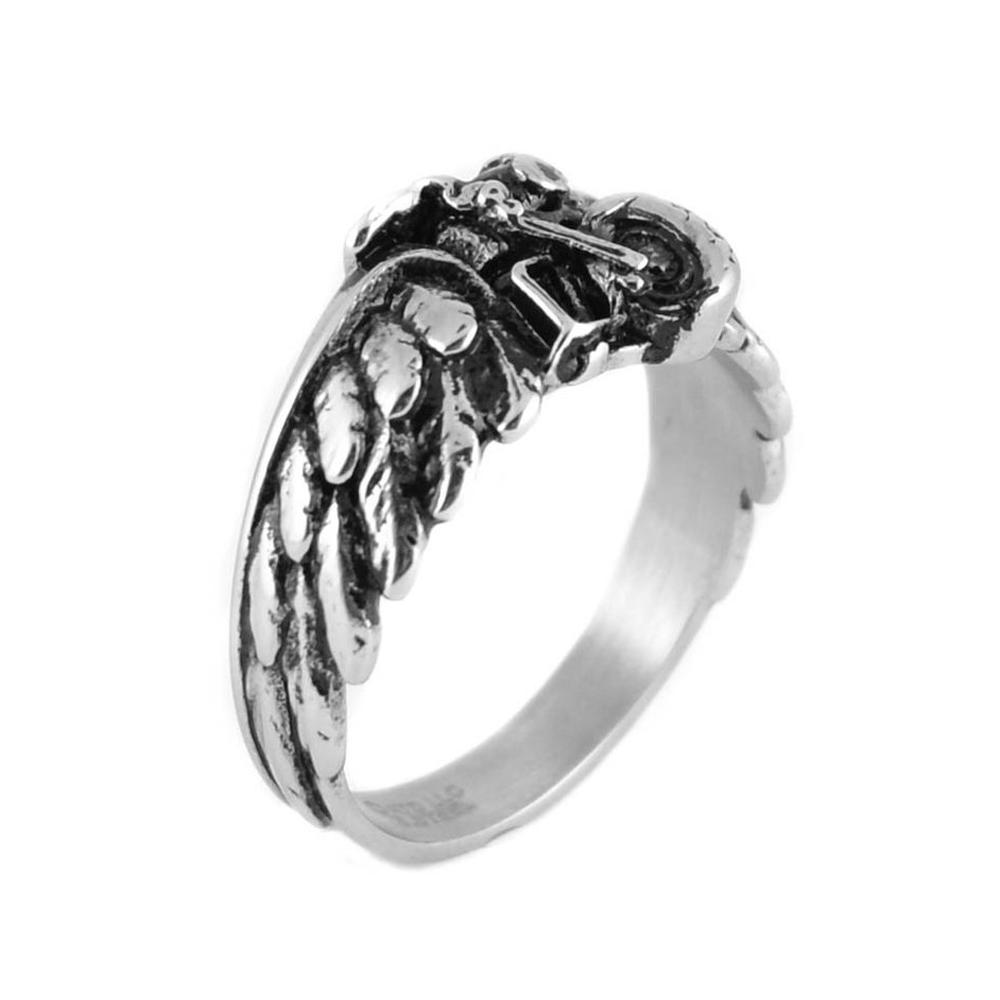 Unisex Motorcycle Bike Wing Ring Stainless Steel Motorcycle Jewelry