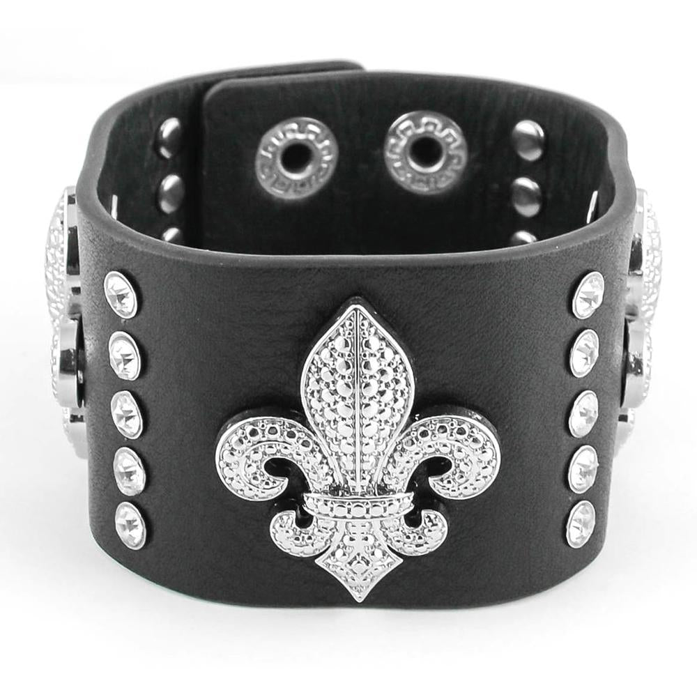 Woman's Fleur De Lis Leather Bracelet