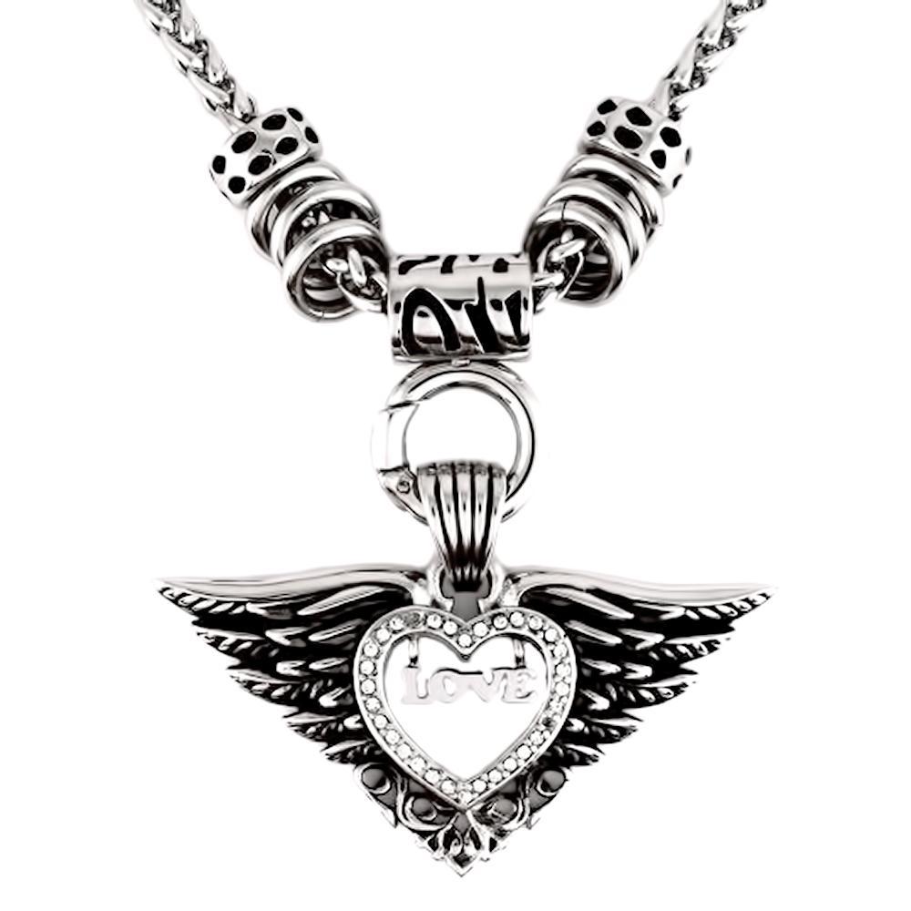 Women's Love Winged Charm Pendant Stainless Steel Motorcycle Jewelry