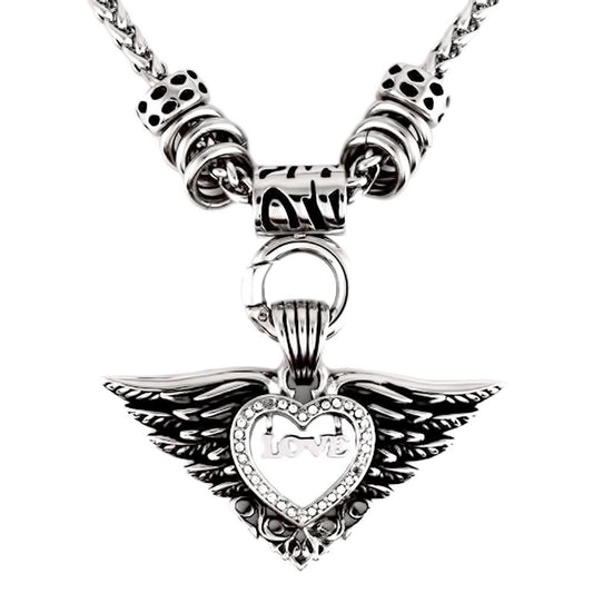 Women's Love Winged Charm Pendant Stainless Steel Motorcycle Jewelry