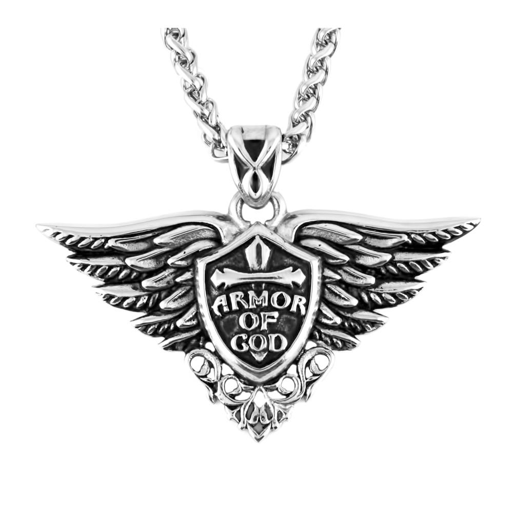 Armor of God Pendant with 22" Chain Stainless Steel Motorcycle Jewelry