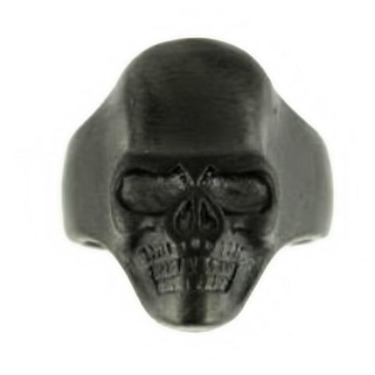 Gents Brushed GUNMETAL Ring Stainless Steel Motorcycle Biker Ring