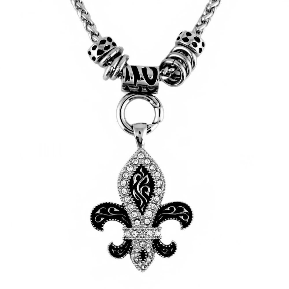 Fleur De LisWomen's Charm Pendant &amp; Matching Earrings Stainless Steel Motorcycle Jewelry $45.00