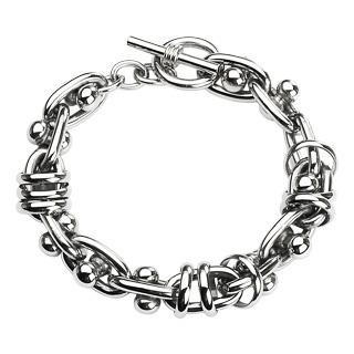Stainless Steel Bracelet with Toggle Clasp with Moving Dumbbells