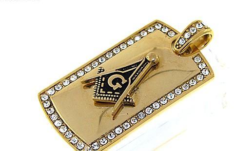 Stainless Steel Masonic Gold Pendant Necklace