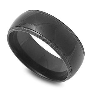 Men's Stainless Steel Black Wedding Band
