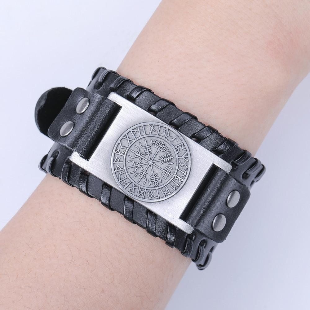 Vegvisir Viking Compass Leather Bracelet