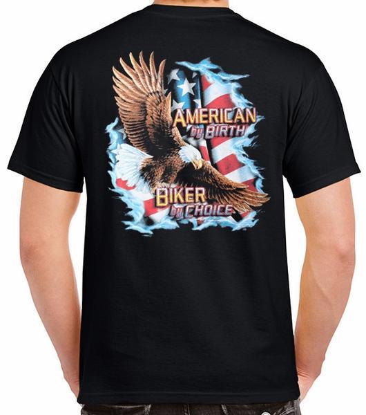 Badass Jewelry American by Birth, Biker by Choice Men's Black T-shirt