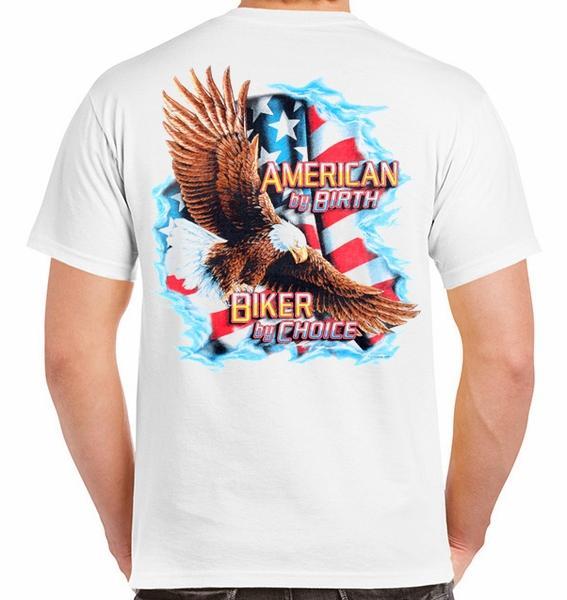Badass Jewelry American by Birth, Biker by Choice Men's White T-shirt