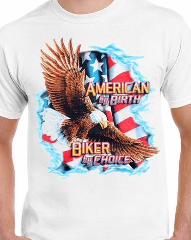 Badass Jewelry American by Birth, Biker by Choice Men's White T-shirt