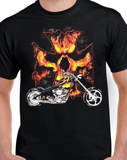 Badass Jewelry Bike Flames Men's Black T-shirt