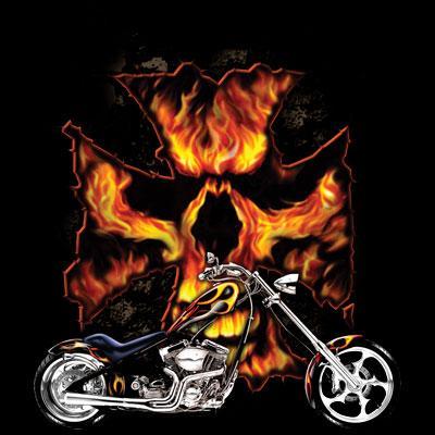 Badass Jewelry Bike Flames Men's Black T-shirt