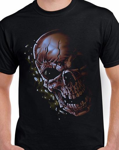 Badass Jewelry Cracked Red Skull Men's Black T-shirt