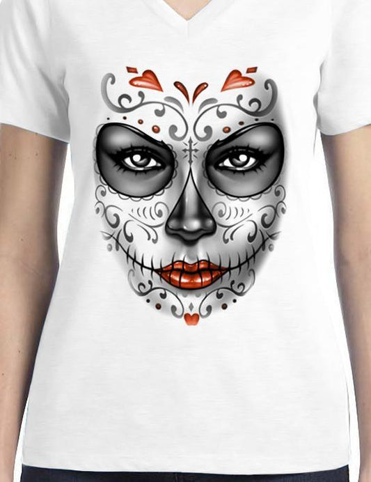 Badass Jewelry Day of the Dead Ladies' White T-shirt