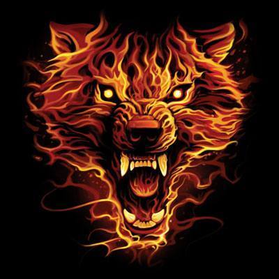 Badass Jewelry Flaming Wolf Men's Black T-shirt