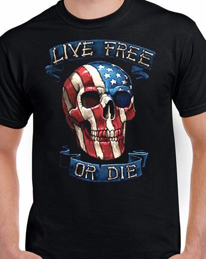 Badass Jewelry Live Free or Die Men's Black T-shirt