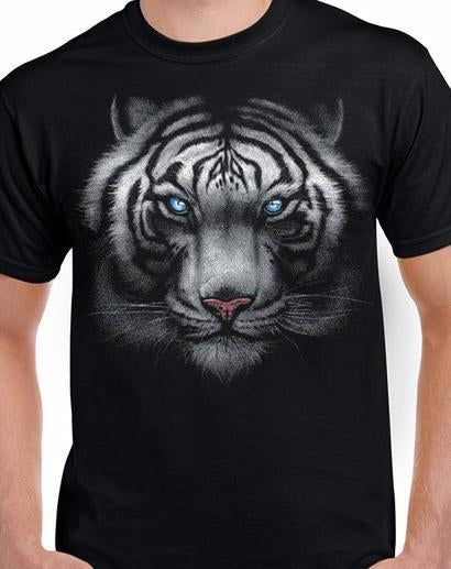 Badass Jewelry Majestic White Tiger Men's Black T-shirt