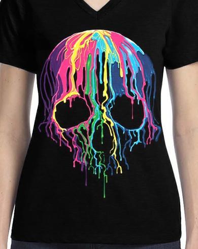 Badass Jewelry Melting Skull Ladies' Black T-shirt